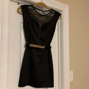 Black mini dress with belt